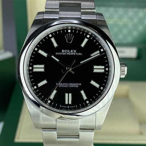 rolex oyster perpetual 41 black dial|rolex oyster perpetual 41 124300.